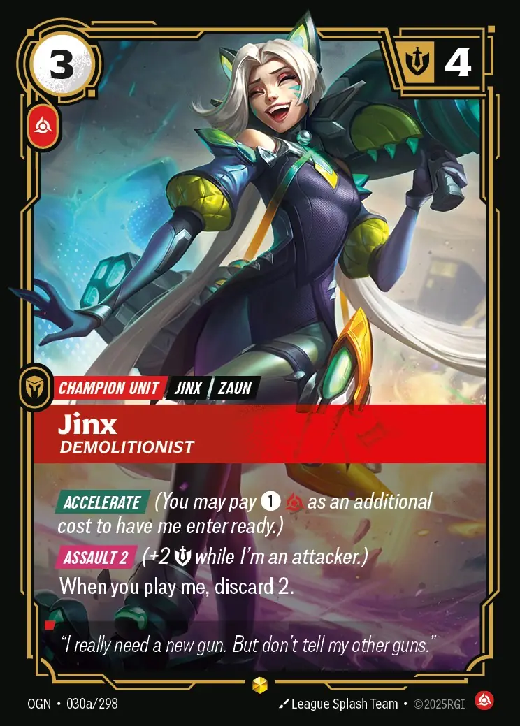Jinx - Demolitionist (Alternate Art) #30, Origins, graded BGS 9.5 (card image in a drawn slab)