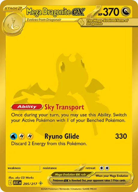 Mega Dragonite ex #295, Ascended Heroes, graded BGS 9.5 (card image in a drawn slab)