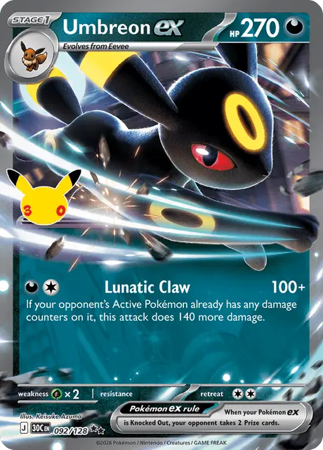 Umbreon ex 92, 30th Celebration